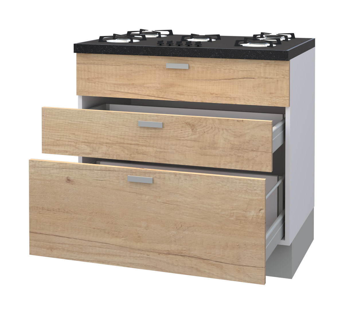 Hetty Cooktop Base Cabinet with 1 Fixed Front and 2 Drawers (72)