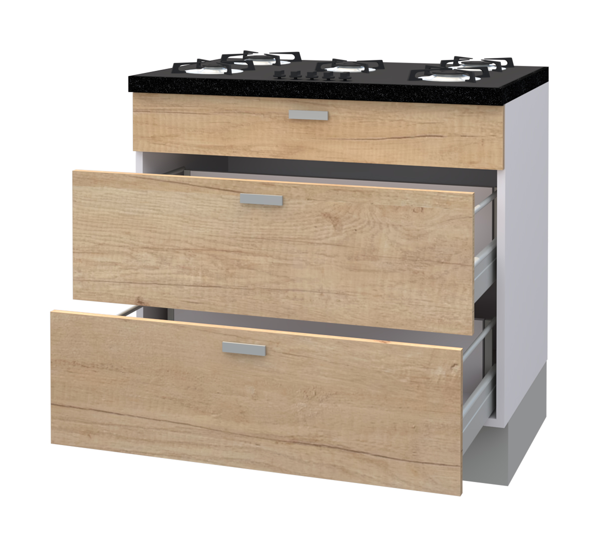 Hetty Cooktop Base Cabinet with 1 Fixed Front and 2 Drawers (72)