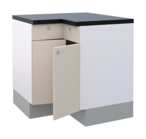 Hetty L Shape Corner Base Cabinet with 1 Shelf, 2 Fixed Fronts, and 2 Doors (72)