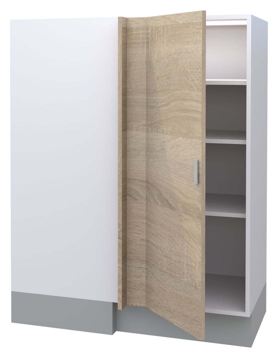 Galla Left Corner Highboard with 3 Shelves and 1 Door (128)