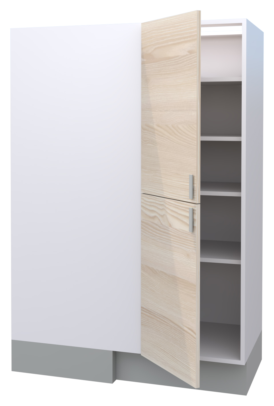 Galla Left Corner Highboard with 4 Shelves, 1 Door, and 2 Fronts (146)