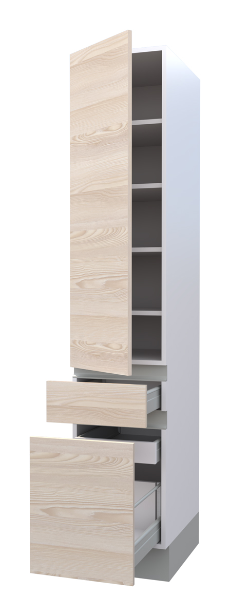 Galla Tall Cabinet with 4 Shelves, 1 Inner Drawer, 1 Door, and 2 Drawers (200)