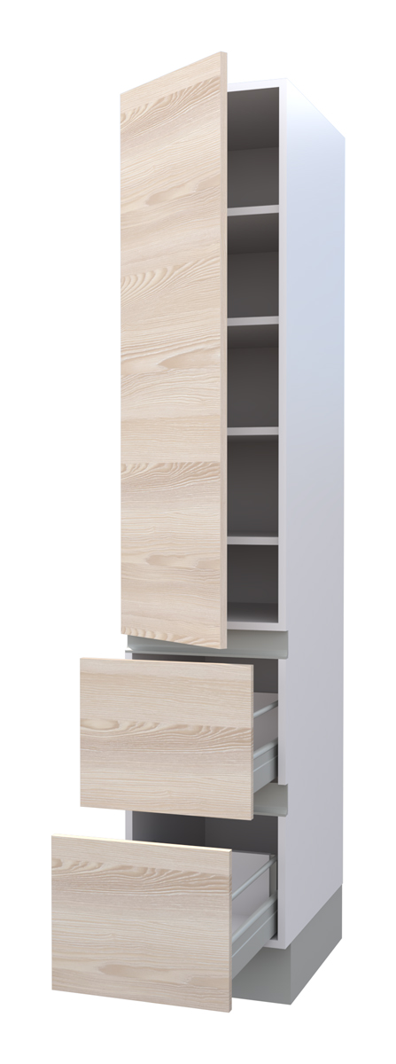Galla Tall Cabinet with 4 Shelves, 1 Door, and 2 Drawers (200)