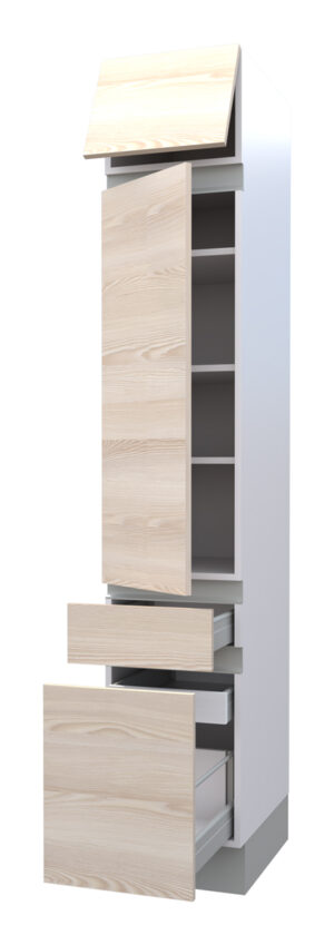 Galla Tall Cabinet with 3 Shelves, 1 Inner Drawer, 2 Doors, and 2 Drawers (218)